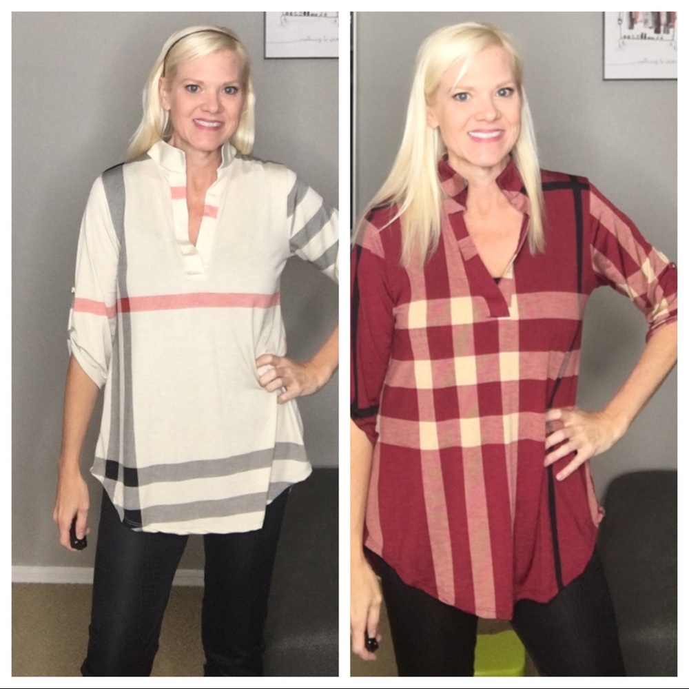The London Top! Cream or Burgundy Small to 3x!